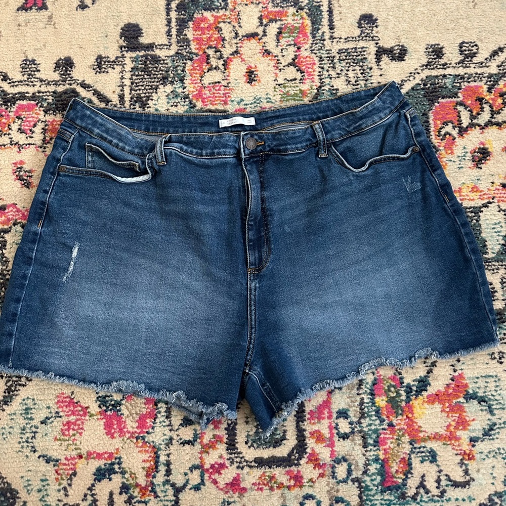 NWOT Lauren Conrad Denim Stretch Fray Hem Shorts size  24W (PLUS SIZE)